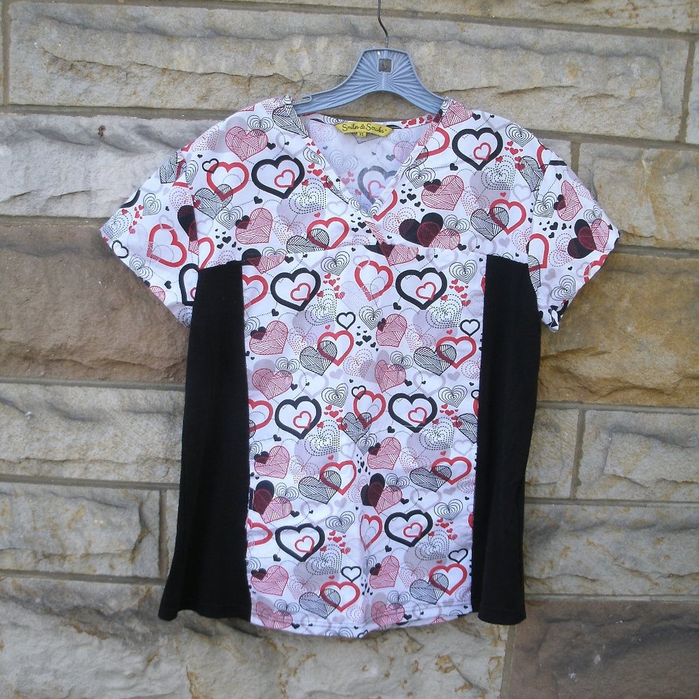 Heart Design Scrub Top Size XS